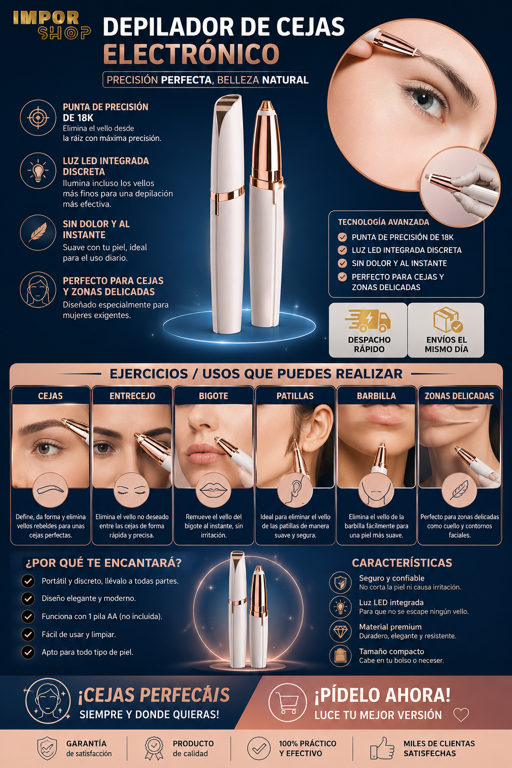 Depilador de Cejas Eléctrico Flawless B.
