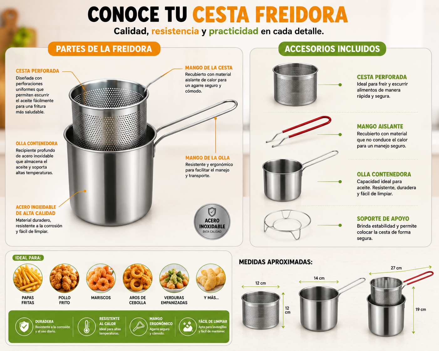 OLLA FREIDORA+CANASTILLA ESCURRIDORA