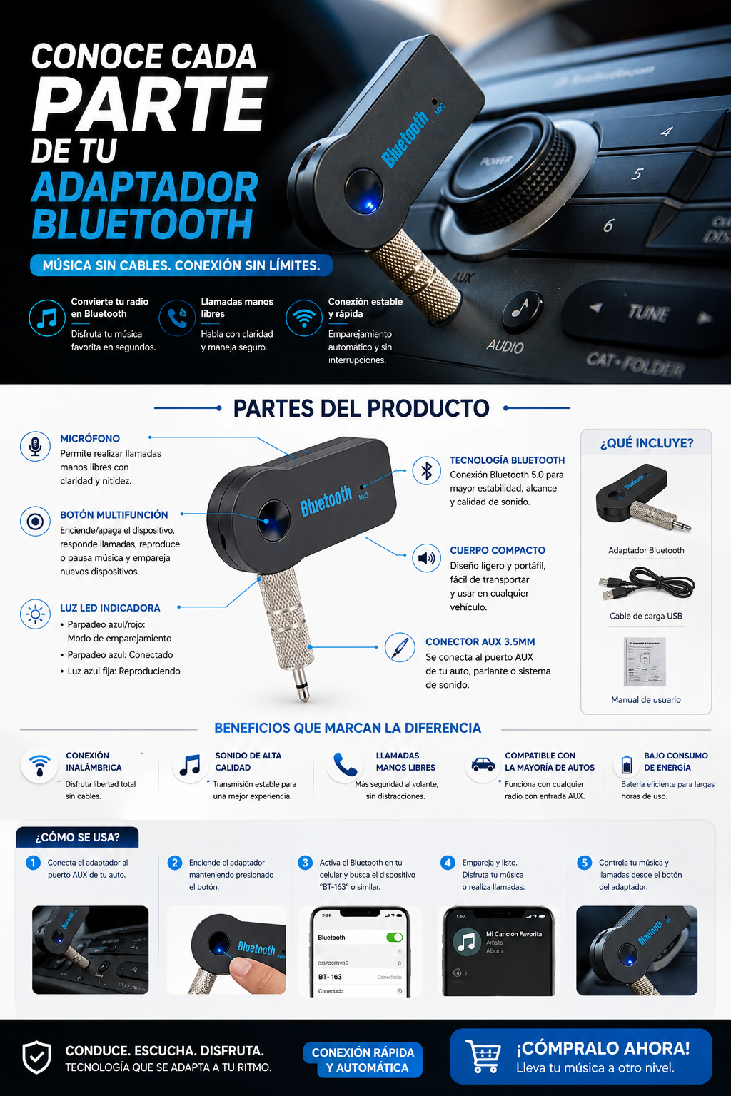 Adaptador De Bluetooth Universal
