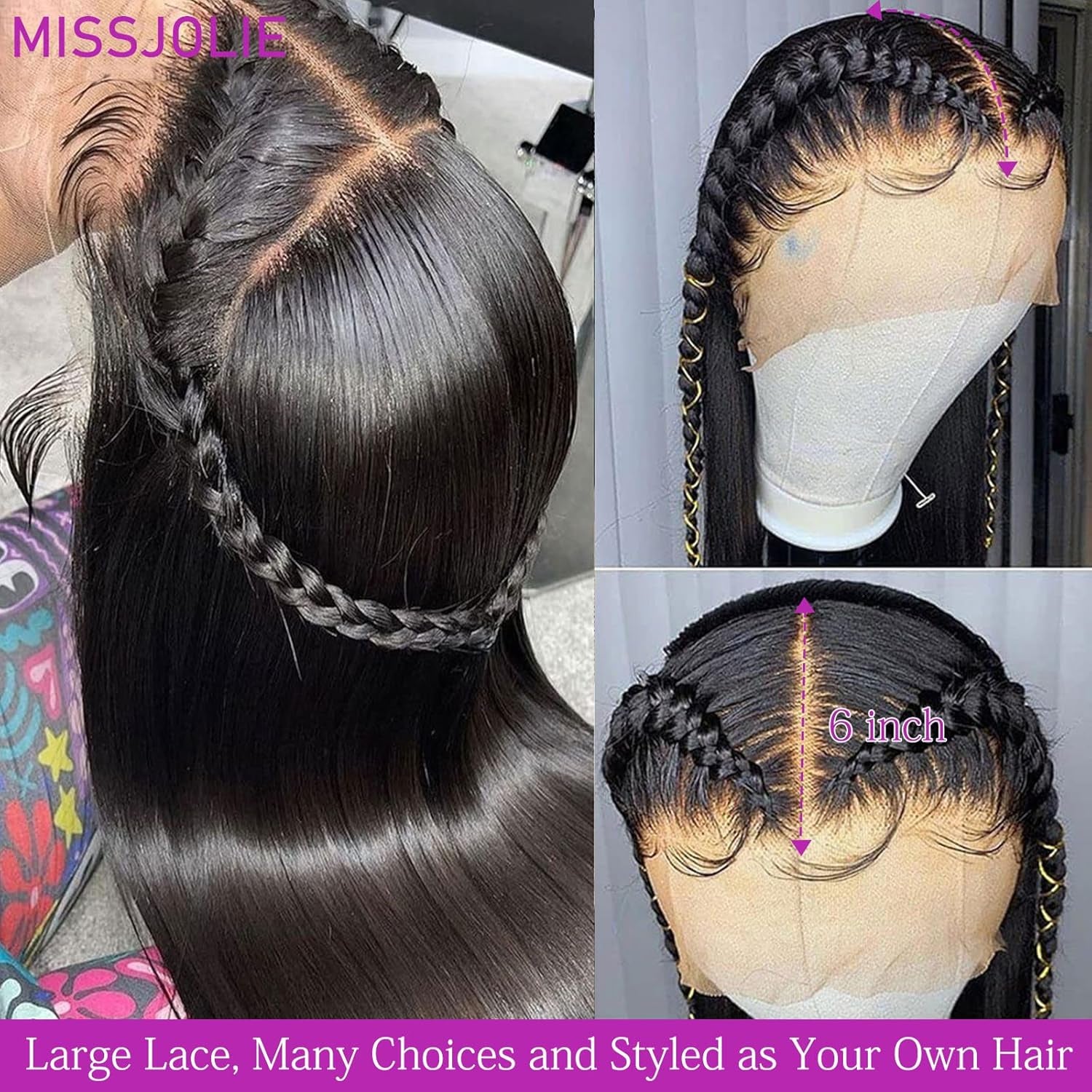 13X6 Lace Front Human Hair Wig Straight Pre Plucked with Baby Hair Natural Hairline 180% Density Glueless 22 Inch Natural Color
