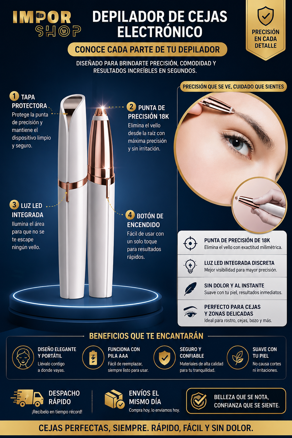 Depilador de Cejas Eléctrico Flawless B.