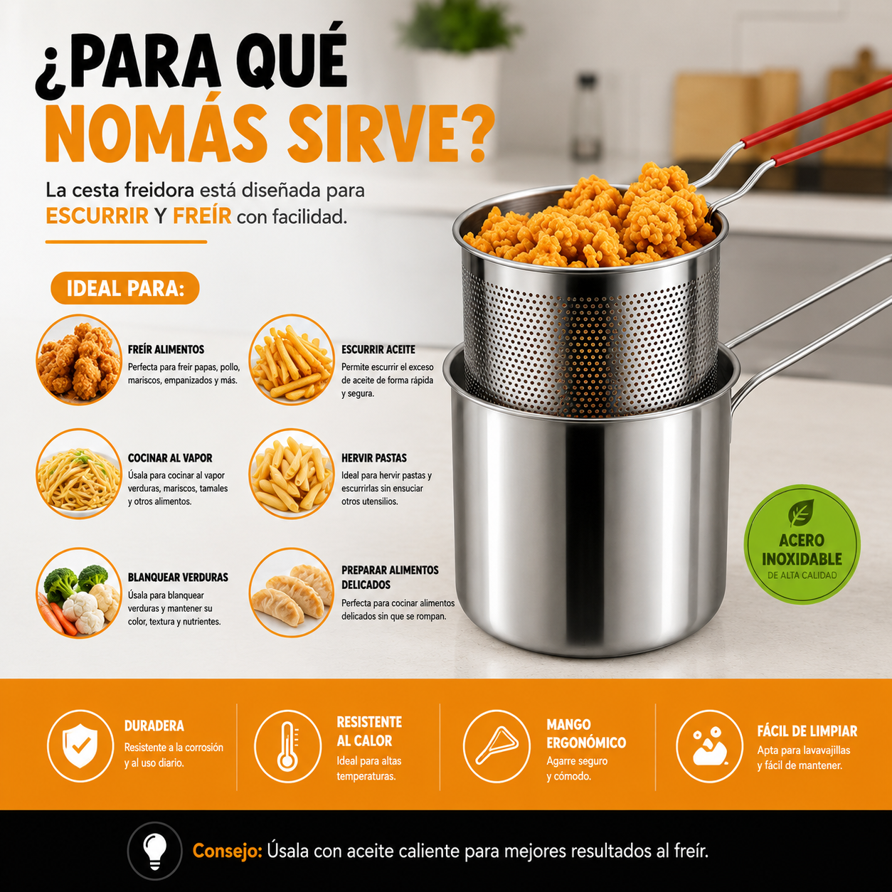 OLLA FREIDORA+CANASTILLA ESCURRIDORA