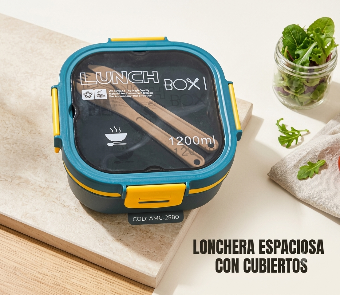 LONCHERA ESPACIOSA CON CUBIERTOS