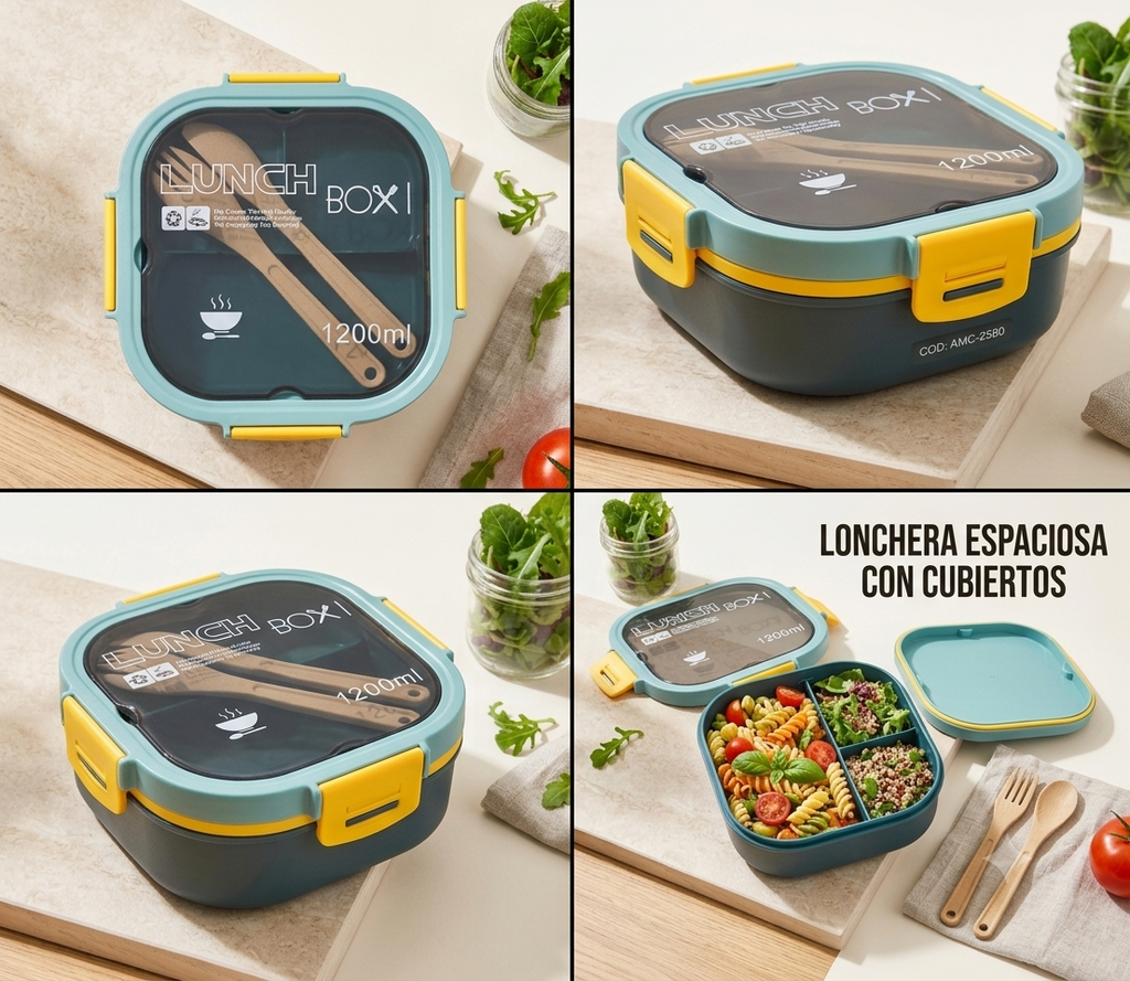 LONCHERA ESPACIOSA CON CUBIERTOS