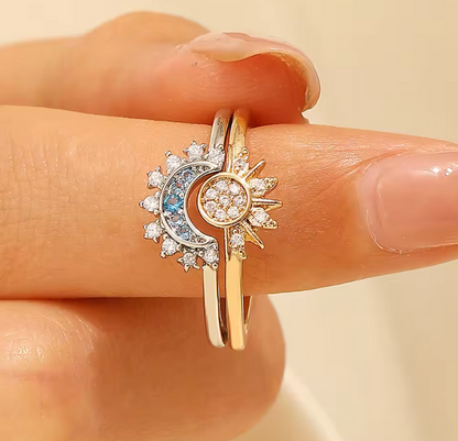 Caluvi |Sun and moon couple ring 2 pcs