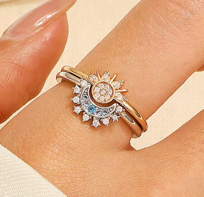 Caluvi |Sun and moon couple ring 2 pcs