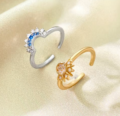 Caluvi |Sun and moon couple ring 2 pcs