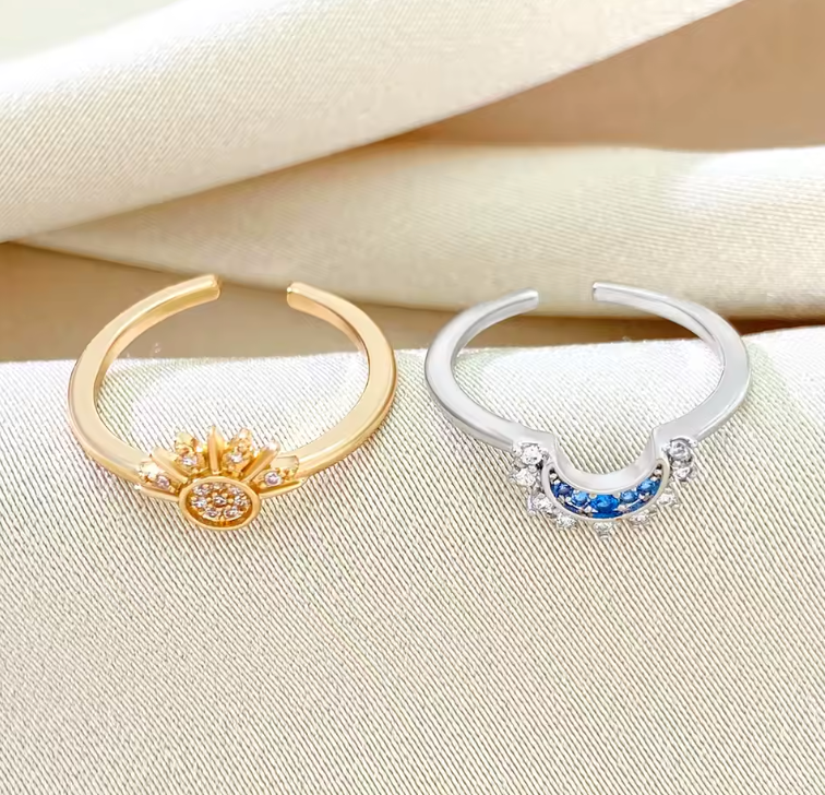 Caluvi |Sun and moon couple ring 2 pcs