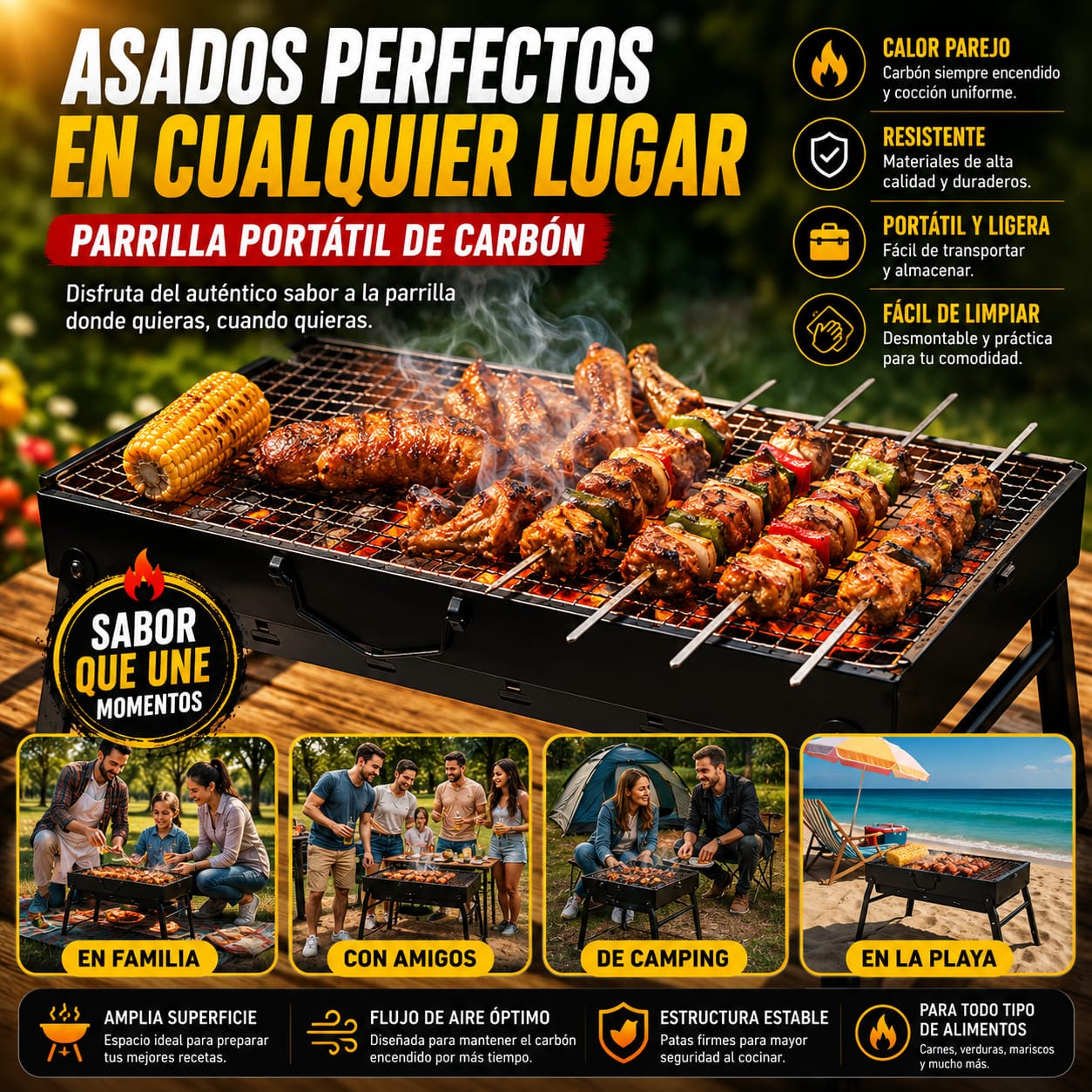 Parrilla Portatil Go y Maquina Selladora