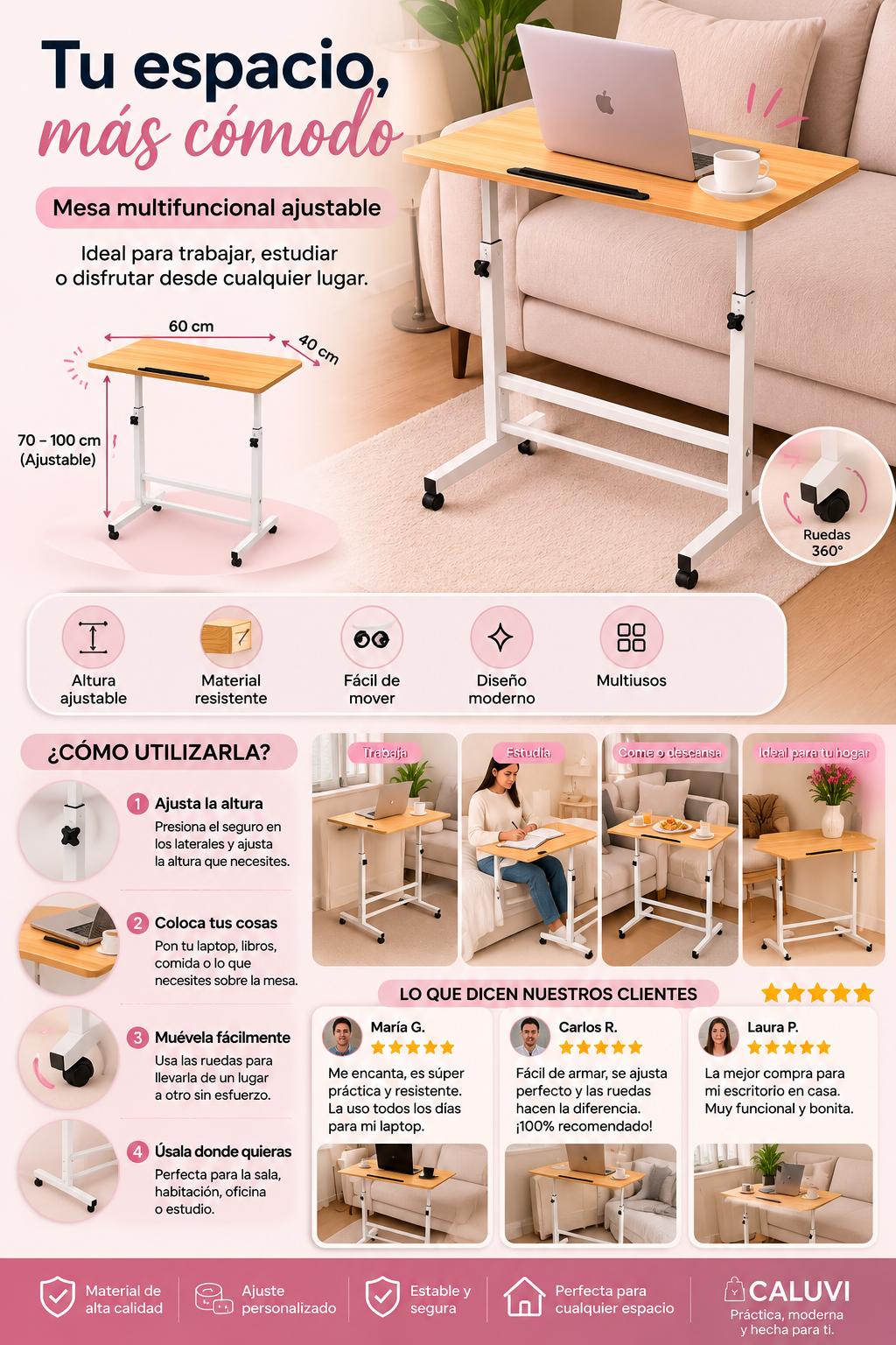 Mesa ajustable portátil