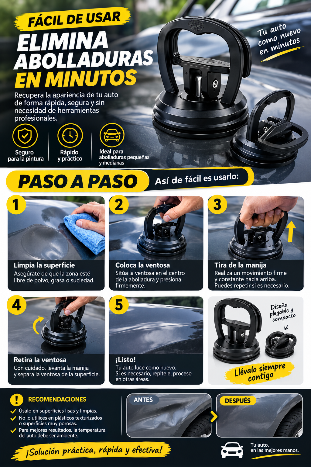 Ventosa extractor de abolladura autos