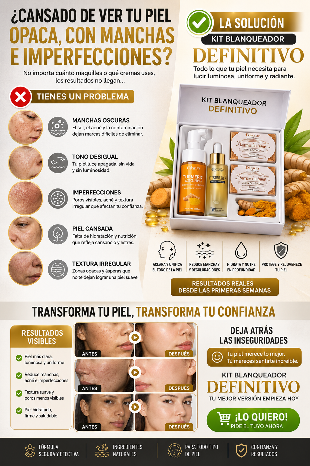 KIT BLANQUEADOR+ 2 JABONES CURCUMA