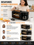 Horno Tostador 3 en 1 con Cafetera y Sartén