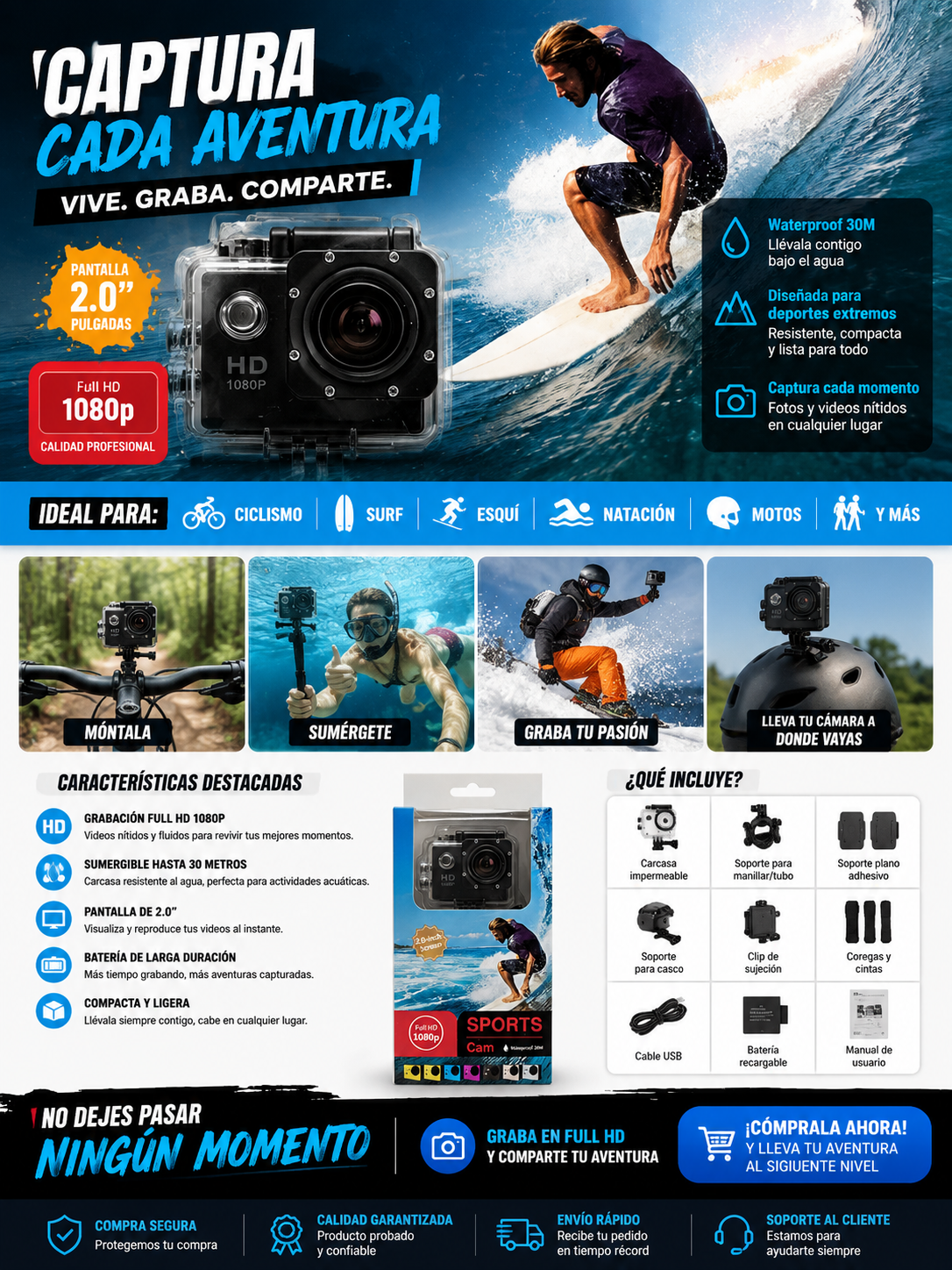 Camara Go Pro Deportiva full hd