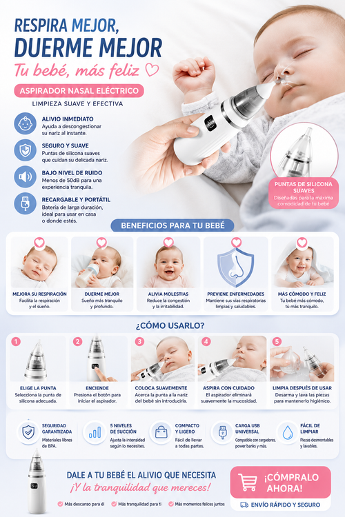 Aspirador eléctrico nariz oidos de bebe